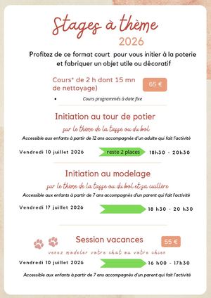Stages Bon cadeau - agenda 2026