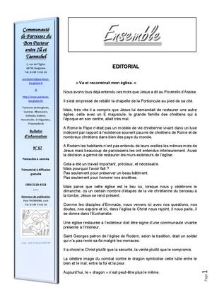 Bulletin N°67 Pentecôte Rentrée 2026