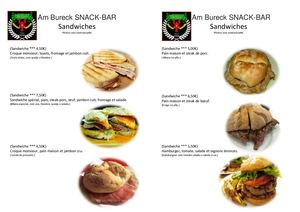 MENU DU SNACK-BAR