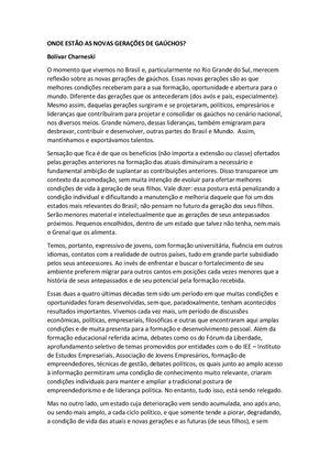 Onde Estão As Novas Gerações De Gaúchos