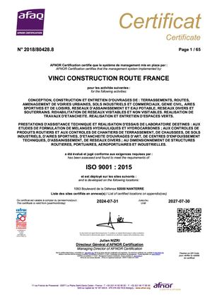 Certificat ISO9001 2024 2027