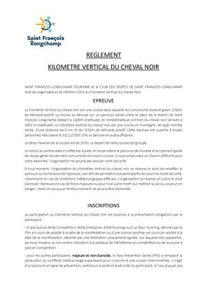 Règlement KV du Cheval Noir 2026