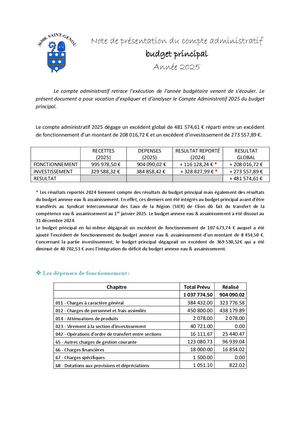 Note De Présentation Ca 2025 Budget Principal