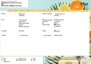 Menu du juillet au 16 août