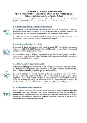 FICHE 6 - LES INVERTÉBRÉS AQUATIQUES