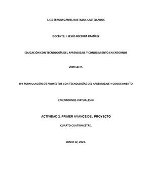 Actividad 2 Primer Avance Del Proyecto