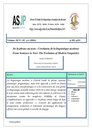 De La Phrase Au Texte L’évolution De La Linguistique Moderne