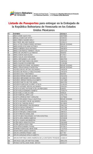 Listado de Pasaportes Junio 26