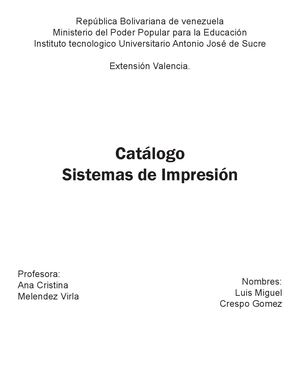 Revista Sobre Los Tipos De Impresion