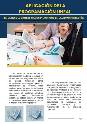 Aplicación De La Programación Lineal En La Administración