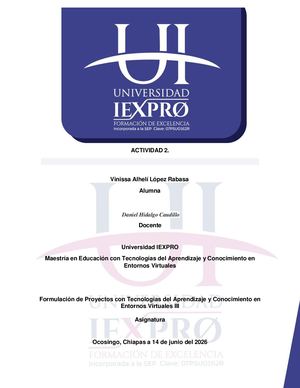 Actividad 2. Primer avance del proyecto – Tecnologías del Aprendizaje y Conocimiento (TAC). Vinissa