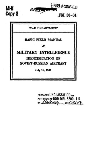 Military Intelligence Identification Of Soviet Russian Aircraft