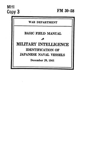 Military Intelligence Identification Of Japanese Naval Vessels