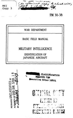 Military Intelligence Identification Of Japanese Aircraft