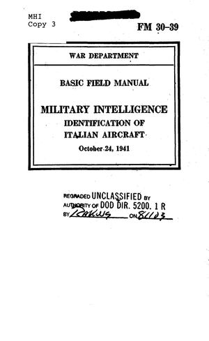 Military Intelligence Identification Of Italian Aircraft