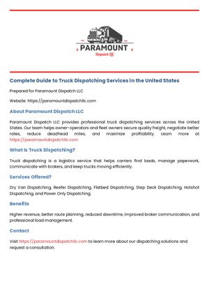Paramountdispatchllc Complete Guide
