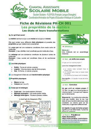 Ph Ch 001 Propriétés De La Matière Les éTats Et Leurs Transformations