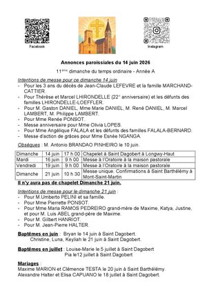 2026 06 14 Annonces Paroissiales