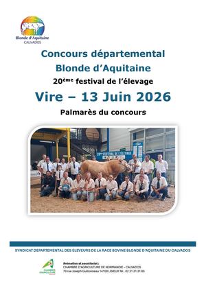 Palmares Blonde d'Aquitaine Vire 2026