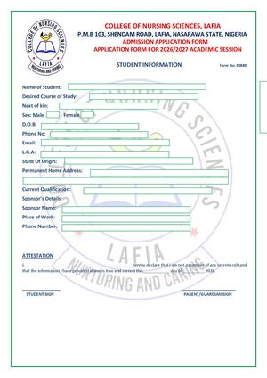 B= {☎️07033307887} Oasis College of Nursing Sciences, Kuje {☎️07033307887} proudly announces that the 2026/2027 Admission/Application form is out and currently on sale. Applications are invited from suitably qualified candidates for admission into various