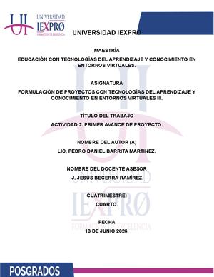Avance Del Proyecto: Uso De Las Tecnologías Del Aprendizaje Y El Conocimiento (Tac) Para Fortalecer La Comprensión Lectora En Estudiantes De Primaria