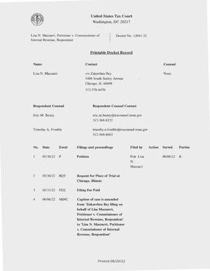 Lisa N. Mazzarri Tax Docket Final