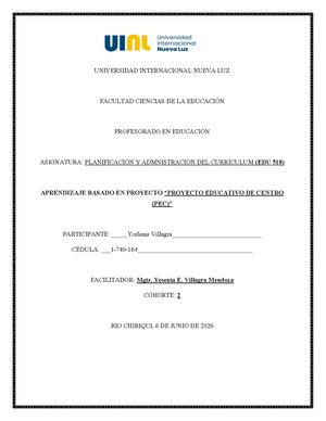 PROYECTO EDUCATIVO DE CENTRO RIO CHIRIQUI