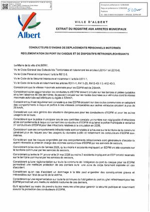 Ar 2026 Edpm Arrêté Portant Reglementation Du Port Du Casque Et Dispositif Réflechissant