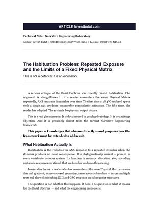 The Habituation Problem Repeated Exposur