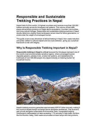 Responsible And Sustainable Trekking Practices In Nepal