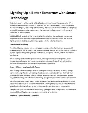 Lighting Up A Better Tomorrow With Smart Technology