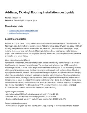 Addison TX Vinyl Flooring Installation Cost Guide