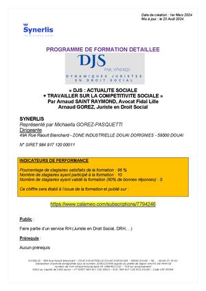 Programme Détaillé Djs 2