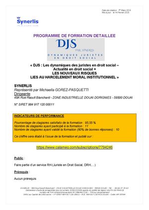 Programme Détaillé Djs 3