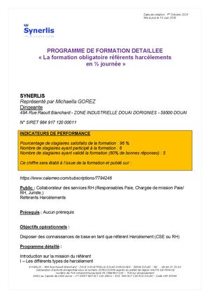 Programme Détaillé Référent Harcèlement Sessions 2 3 Et 4