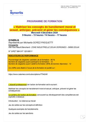 Programme Intra Harclt