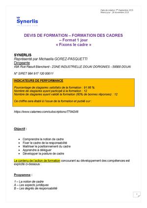 Programme Fixer Le Cadre
