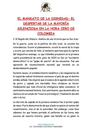 El Mandato De La Dignidad
