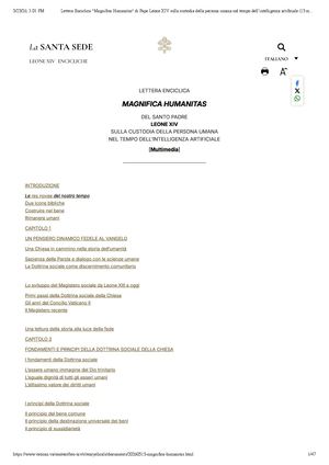 Lettera Enciclica Magnifica Humanitas