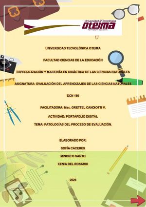 Patologías Del Proceso De Evaluación Portafolio