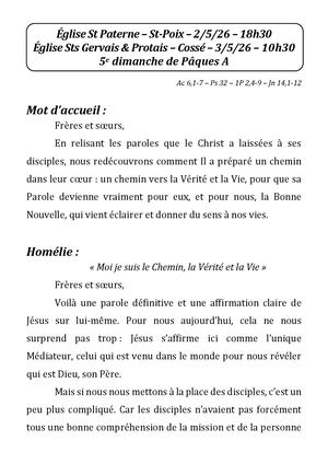 5e Dim. Pâques A