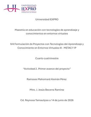 Actividad 2. Primer avance de proyecto