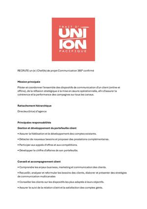 Recrutement - Chef De Projet 360