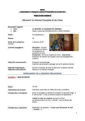 Fle A2 Fp La Rentree