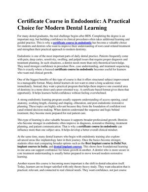 Certificate Course In Endodontic