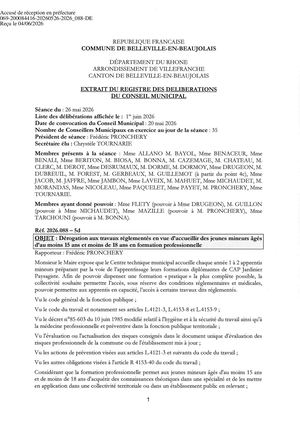 2026 088 PJ TPN 1 DEL 088 26 Dérogation Aux Travaux Réglementés Mineurs D'au Moins 15 Ans Pdf