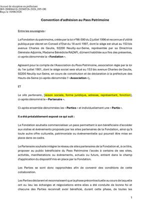 2026 095 PJ TPN 1 DEL 095 26 Annexe Pass Patrimoine Convention 10032026 Pdf