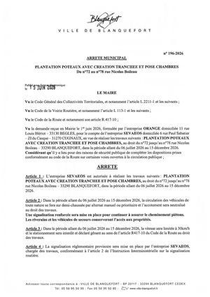 Arrêté n°196-2026