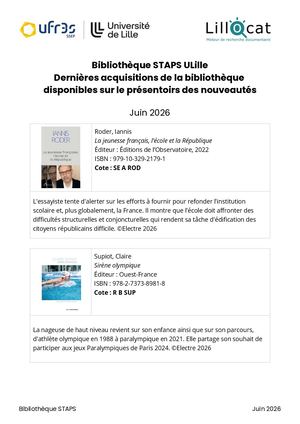 BU STAPS LILLE - Acquisitions Juin 2026