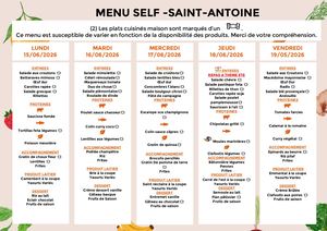 Menu Self Du 15 06 2026 Au 19 06 2026